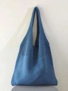 1pc Women Personalized Hollow-Out Knitted Shoulder Bag, Beach Vacation Tote, Fashion Versatile Handbag With Large Capacity, Suitable For Wedding Bride & Bridesmaid Gift, Office Work Commute Tote, Multi-Functional Shopping Bag, Ideal For Daily Use, Gift For Family, Friends, Mom, Partner, Great For Mother's Day, Valentine's Day, Nurse's Day, Teacher's Day, Christmas, Birthday - Multicolor - View 15