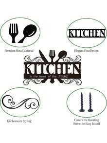 Rustic Metal Kitchen Decor Sign, Country Farmhouse Wall Decor For Dining Room Room Decor Bedroom Decor Home Decor - Multicolor - View 6