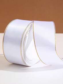 1 rollo de 4 cm/22 m de cinta de satén doble cara, lazo decorativo para envoltura de regalos, adorno floral, manualidades y bricolaje - Blanco - Ver 7