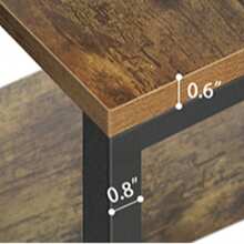 G-Shaped End Table - Small Side Table For Living Room, Bedside Table With Storage Shelf, Corner Tables For Small Spaces, Balcony, Couch, Bedroom, Rustic Brown