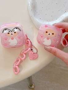 1个猫咪泰迪熊图案保护壳，兼容苹果3、Pro、2、3、Pro 4、5（不含耳机） - 粉色 - 查看 6