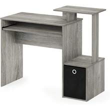 Econ Multipurpose Home Office Computer Writing Desk, White/Black - French Oak/Black - View 1