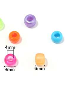 200颗小马珠混色手链珠闪光透明小马珠适用于发辫工艺品塑料珠适用于手链首饰制作 - 彩色 - 查看 6