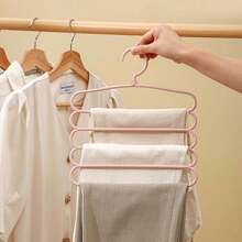 Set de 3 piezas/1 pieza Perchero colgante de plástico de 5 niveles, esencial para dormitorios, perchero para faldas/pantalones/bufandas/corbatas, antideslizante, ahorro de espacio para almacenamiento en el armario
