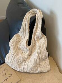 复古针织流浪汉包，复古大容量单肩包，女士休闲手提包和购物托特包，休闲度假，沙滩包，单肩包，适合年轻女性、大学生、上班族白领、送礼的手提包