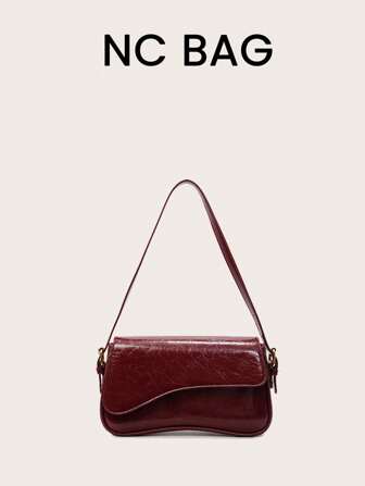 1pc Vintage Versatile PU Underarm Bag, Fashionable Solid Color Shoulder & Crossbody Bag For Women