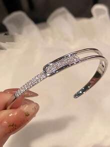 1pc Adjustable Starry Bangle Bracelet, Suitable For Daily Casual Wear - Silver - View 2