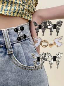 1/5Pcs Pants Waistband Cincher Clips, Fashion Versatile Decorative,Waist Buckle Waist Closing Artifact Invisible Adjustable Snap Button Removable Detachable Clothing Pants Sewing Tool Buckle For Jeans Skirts Trousers - DIY Fashion Tool(Sew-Free Tailoring Solution)