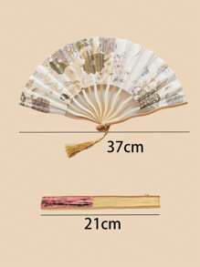 1 Stück handgehaltener Faltfächer, Fächer, Retro Blumenfächer, bemalte Fächer, goldene Fächer, Satin Fächer, faltbarer Fächer, Hochzeit Handfächer, Party Handfächer, dekorative Fächer, hölzerner Faltfächer, Heimdekoration Ornamente & Accessoires/dekorative Fächer, chinesischer Stil als Kirchenhochzeitsgeschenk