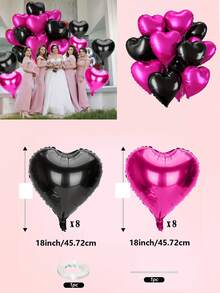 10pcs/Set 18inch Heart Shaped Foil Balloon In Gold, White, Red, Pink, Blue, Cream, Light Gold, Black - Perfect For Birthday Party, Wedding, Valentine's Day, Anniversary, Bridal Shower, New Year Party Decoration, Room Decor, Photo Props - Multicolor - View 35