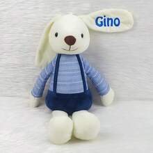 Customizable Embroidered Plush Doll! Personalized Embroidered Name, 4 Color Options For The Rabbit (Red, Blue, Yellow, Green), Multiple Embroidery Thread Color Choices To Meet Diverse Preferences. Offers Single-Ear Or Double-Ear Custom Embroidery Text Service. Soft Material, Adorable. Ideal Gift For Birthday, Children's Day, Anniversary, Valentine's Day, New Moms - Multicolor - View 7