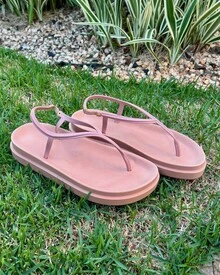 Women's Basic Flat Sandal With Elastic - Hazelnut - View 3