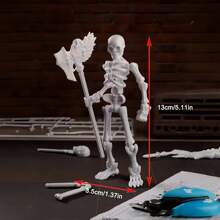 1pc DIY Swinging Skeleton Statue, Multi-Color Collectible Desktop Decor, Complex Design With Unique Accessories, ABS Resin Figurine For Home Decor, Jointed Skeleton Mannequin Model