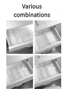 3/4/6 Pieces Of Transparent Cosmetics Storage Set, Freely Combinable Drawer Organizer, Partitioned Dressing Table Desktop Skincare Classification Box, Suitable For Organizing And Storing Cosmetics, Bathroom, Office, Kitchen, And Bedroom