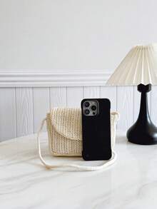 Solid Color Straw Children Shoulder Bag, Girls Mini Crossbody Purse - A - View 4