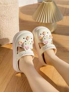 女士 Sanrio 人物镂空木屐风格 EVA 户外木屐：Kuromi、Jewelpet、Melody - 白色 - 查看 6