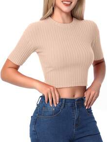 DUKEZA Women Knit Tops - Deep Apricot - View 5