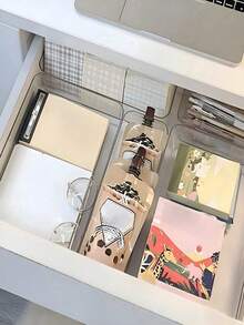 3/4/6 Pieces Of Transparent Cosmetics Storage Set, Freely Combinable Drawer Organizer, Partitioned Dressing Table Desktop Skincare Classification Box, Suitable For Organizing And Storing Cosmetics, Bathroom, Office, Kitchen, And Bedroom