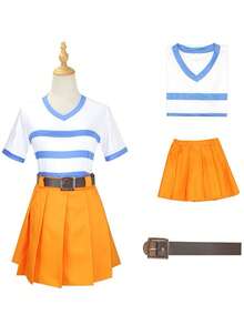 1 套海贼王动漫角色扮演服装，真实版，适合表演、节日、派对或日常穿着 - 黃白色套裝 - 查看 13