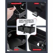 Car Headrest Backseat Organizer With 3.7 Cup Holder 3 In 1 Seat Back Organizer Headrest Hooks Multifunctional Storage For Car Backseat Travel Accessories 2pcs - Black - View 3