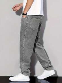 Teens Boys' Solid Patch Pocket Simple Casual Denim Jeans