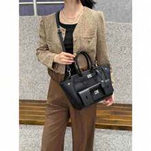 Niche Retro Handbag Daily Commuter Tote Bag Large Capacity Shoulder Computer Bag - Black - View 4