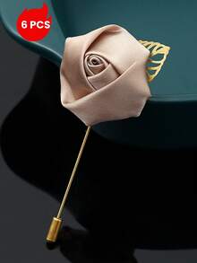 6pcs/Pack Groomsmen Lapel Flower, Silk Rose Brooch For Wedding Bride Bridesmaids, Men's Suit Accessory For Prom - Brooch - View 21