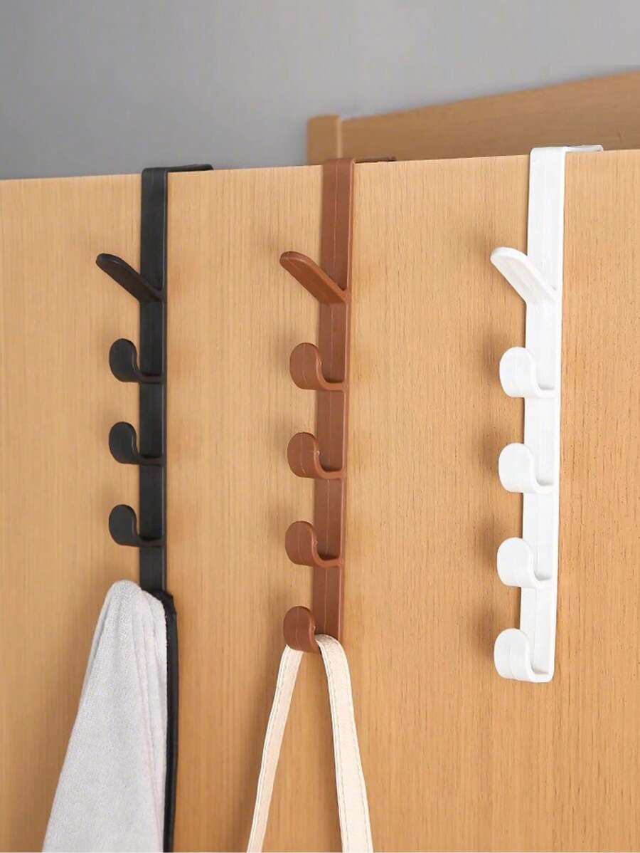 1/3 piezas Gancho vertical multifuncional en la parte trasera de la puerta, estante de almacenamiento sin perforaciones en la parte trasera de la puerta, gancho para bolsos, gancho colgante para ropa en armarios, dormitorios y habitaciones, ganchos de plástico, adecuado para dormitorios, salas de estar, puertas de baño, artículos para el hogar (blanco, negro, marrón)