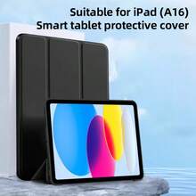 平板电脑保护壳适用于 iPad 10、iPad Pro 11 英寸 2020/2021/2022、iPad 7/8/9 10.2 英寸、iPad Air 11 英寸 (M2) 2024,超薄轻巧智能保护套,带自动睡眠/唤醒功能、三折支架、蜂巢式通风 (黑色) - 黑色 - 查看 2