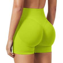 Women Workout Impact Shorts 3.6"/ 4.5"/ 6" Scrunch Butt Lifting Gym Seamless Booty Biker Shorts - Tender Shoots - View 2