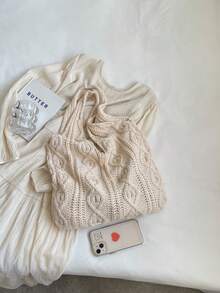 复古针织流浪汉包，复古大容量单肩包，女士休闲手提包和购物托特包，休闲度假，沙滩包，单肩包，适合年轻女性、大学生、上班族白领、送礼的手提包