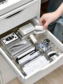 3/4/6 Pieces Of Transparent Cosmetics Storage Set, Freely Combinable Drawer Organizer, Partitioned Dressing Table Desktop Skincare Classification Box, Suitable For Organizing And Storing Cosmetics, Bathroom, Office, Kitchen, And Bedroom