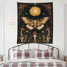 1 pezzo Arazzo in poliestere con farfalla, sole, funghi, fiori e stelle per decorazione domestica, stile bohémien per soggiorno, camera da letto o dorm, grande opera d'arte decorativa, coperta morbida e leggera, colori vibranti