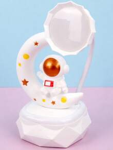 Lampara Luna Astronauta Nave Espacial 3D Recargable De Mesa. - Blanco - Ver 3