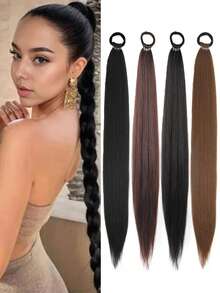 1 件装马尾假发 直马尾辫 可编成马尾辫接发 拳击辫 两用 DIY 适合女性日常穿着和聚会 - 彩色 - 查看 2