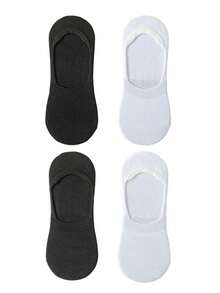 10 Pairs Unisex Casual Simple Solid Color Sports Ankle Socks, Suitable For Daily Wear - Black and White - View 4