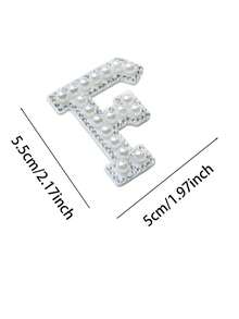 A-Z 1 Pack Of 5.5cm White Pearl Letter Ironing Patch, DIY Clothes Jacket Alphabet Name Crystal Applique Patch, Gift - White - View 14