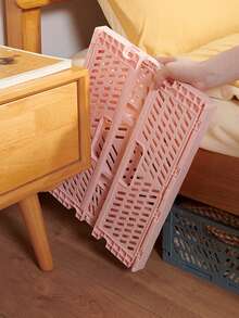 1pc Mini Foldable Storage Basket, Desktop Organizer Box, Portable Multi-Function Solid Color Storage Bin For Home/Dorm