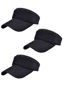 3 Peças/1 Peça Chapéu de Viseira Solar para Mulheres, Chapéus de Tricô Elásticos, Chapéu Esportivo de Secagem Rápida com Abas Largas, Chapéu de Golfe, Chapéu de Sol Multicolor Portátil para Montanhismo e Atividades ao Ar Livre, Viseira, Boné, Chapéu sem Tampa