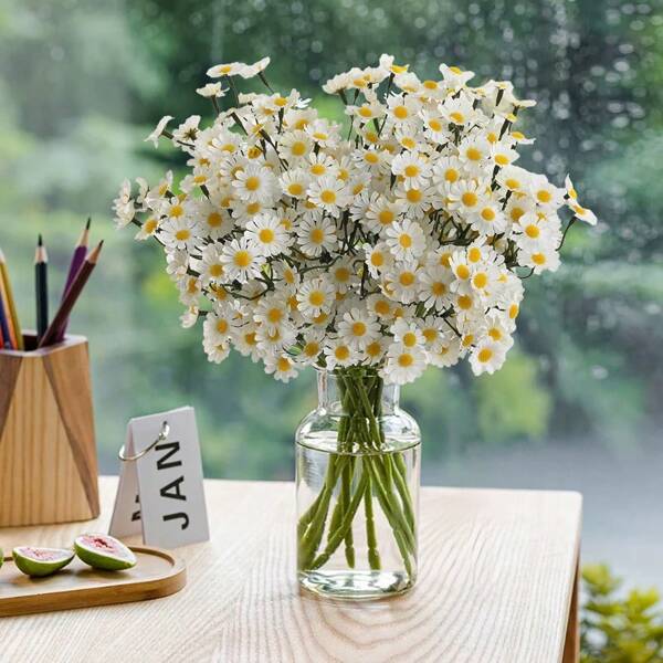 6/30 PCS Artificial Daisy Flowers - Fabric Faux Daisies, Spring Wildflower Decor For Party, Home & Office, Wedding & Engagement, No Vase Included, Home Decor, Living Room, Mother'S Day, Tabletop Display,Fall Decor,Autumn