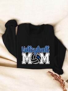 Volleyball Mom Sweatshirt, Game Day Long Sleeve Sweater, Cheer Mom Sweatshirt, Gift For Volleyball Mama, Volleyball Season Sweatshirt TT1838 - 黑色 - 查看 1