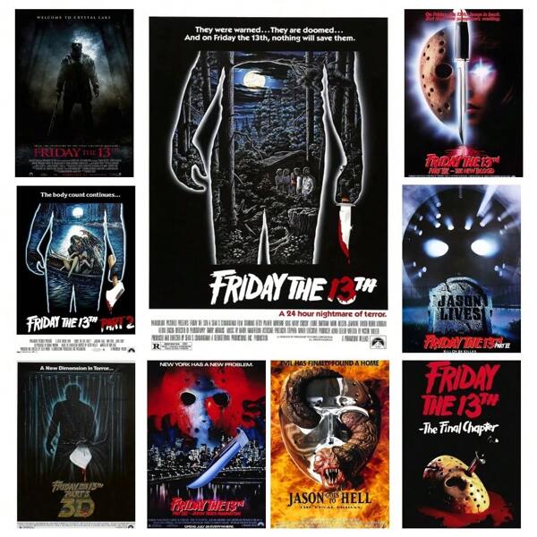 WB 1/10PCS Friday The 13th Horror Films Poster Wall Art Home Decor Room Decor Digital Painting Living Room Restaurant Kitchen Art - Frameless
