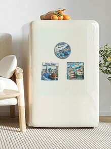 1 PIEZA Imán de nevera de resina con diseño de barco de crucero de arquitectura de Hong Kong, imán decorativo 3D estéreo plano personalizado y lindo como recuerdo de viaje, decoración para el hogar, cocina, habitación, oficina