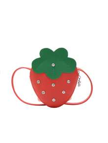 New Cute Mini Red Strawberry Messenger Bag For Spring And Summer, Pu Material Zipper Closed Messenger Bag Coin Purse, Four Fashionable Fruit Colors To Choose From, Lightweight Mini Cute Coin Purse - Multicolor - View 10