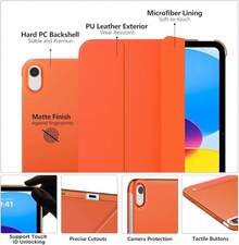 MoKo Case For IPad (A16) 11th Generation 11 Inch 2025, IPad 10th Generation 10.9 Inch 2025, Slim Stand Protective Cover With Hard PC Translucent Back Shell Cover, Support Touch ID, Navy Blue - trái cam - Xem 3