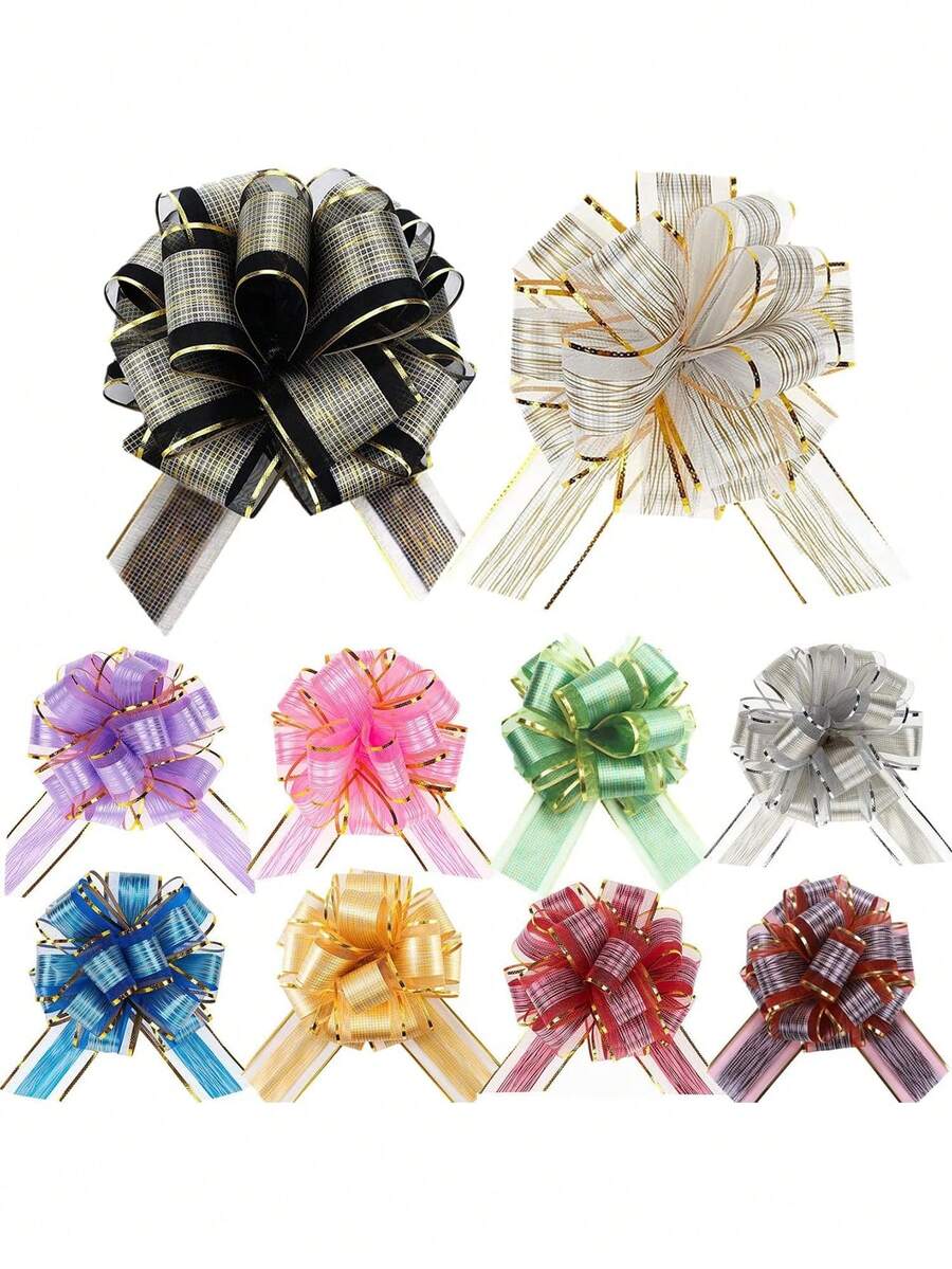 5 Packs Luxury Event Bows - Professional Grade Pull Loop Ribbons For Holiday Wreaths, Bridal Shower Favors & Gift Box Toppers, Shatterproof Polyester