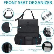 Car Front Seat Organizer Back Seat Storage With Adjustable Straps Truck Seat Organizers For Delivery Drive Office File Passenger Seat - Black - View 3