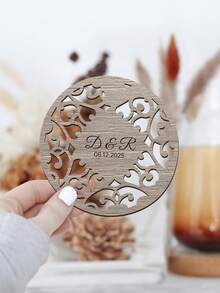 Wedding Favors In Bulk - Personalized Gift Coaster Favors - Rustic Wedding Favors For Guests- Wedding Shower Favors - Wedding Gift Coasters Wedding Favors For Guests In Bulk - Personalized Coasters - Custom Wood Coasters - Wedding Party Favors - Rustic Wedding Favors - Multicolor - View 3