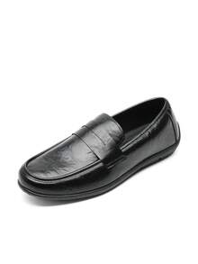 男士一脚蹬乐福鞋，软底防滑休闲商务复古休闲鞋 - 黑色 - 查看 6