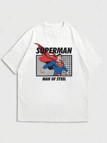 WB Collab Superman Graphic Casual Summer Men's Short Sleeve T-Shirt